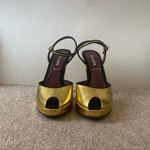 Prada platform sandals in gold leather 36 1/2
